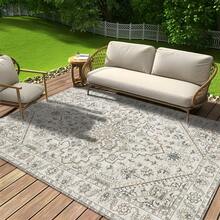 1pc Luxurious Pale-Toned Bohemian Style Rug, Vintage Distressed European Design, Soft Non-Slip Outdoor Carpet For Patio, Garden, Camping, Picnic, Living Room, Bedroom, Game Room, Entryway, Machine Washable All-Season Large Size Mat, Garden Decor
