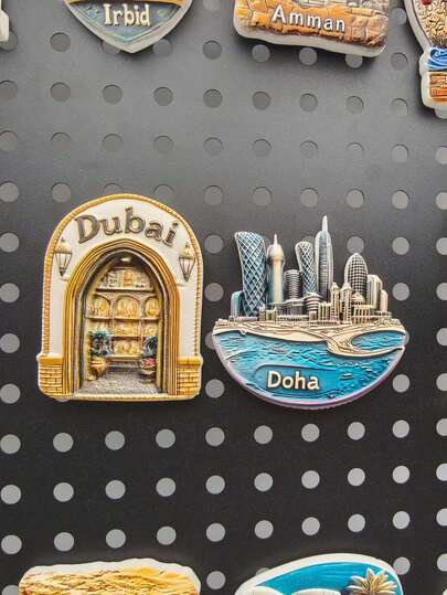 1 قطعة مغناطيس ثلاجة لدبي وقطر والرياض والكويت، إبداعي ثلاثي الأبعاد من الراتنج للشرق الأوسط، الإمارات العربية المتحدة وقطر والمملكة العربية السعودية، متحف الدوحة، حافة العالم في الرياض، برج العرب في دبي، مدينة الفروانية، جامعة العلوم والتكنولوجيا، هدية سفر تذكارية للثلاجة، ديكور المنزل والمكتب، هدية عطلة