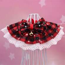 1 件宠物圣诞围巾，雪花图案蝴蝶结，猫咪节日围兜，柔软亲肤 - 彩色 - 查看 5