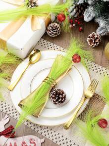 8 Stücke Weihnachtsbaum Dekorationen, thematische Heimdekoration, grüne Zweige, rote Kugeln, Pampasgras Elfen Picks, Weihnachtsdekorationen, Heimdekoration, Tischaufsatz, Vase Füllungen, Weihnachtsbaum Deko, DIY Kranz Zubehör