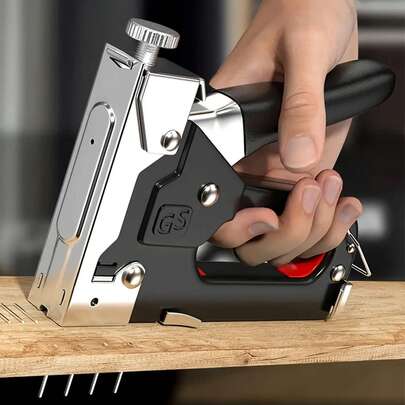 Multi-Functional 4-In-1 Heavy-Duty Nailing Machine – Professional Pneumatic Staple Gun For Woodworking & Metal Brackets |T, U, I, П, And П Type Pins| Ergonomic Anti-Jam Design, Fastener Setting Machine-200 Nails Of Each Type