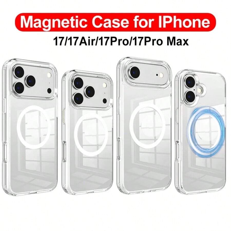 Funda de teléfono magnética Magsafe compatible con iPhone 17 Air 16 E 15 14 13 Pro Max 12 Mini 11, cubierta delgada de acrílico transparente - transparente - Ver 1