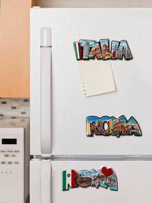 1pc Creative Home Decor Magnet, Vintage Style Magnetic Sticker Decoration - Multicolor - View 4