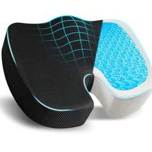 Office Chair Seat Cushion, Cooling Gel Enhanced Memory Foam Cushion For Long Sitting - Back, Sciatica, Coccyx, Tailbone Pain Relief Pillow - For Office, Gaming, Car, - Black - 黑色 - 查看 11