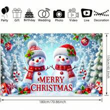 1 pieza Pancarta de fondo navideño con muñeco de nieve, mundo invernal con bastón de caramelo, telón de fondo para fiesta navideña, para interior/exterior