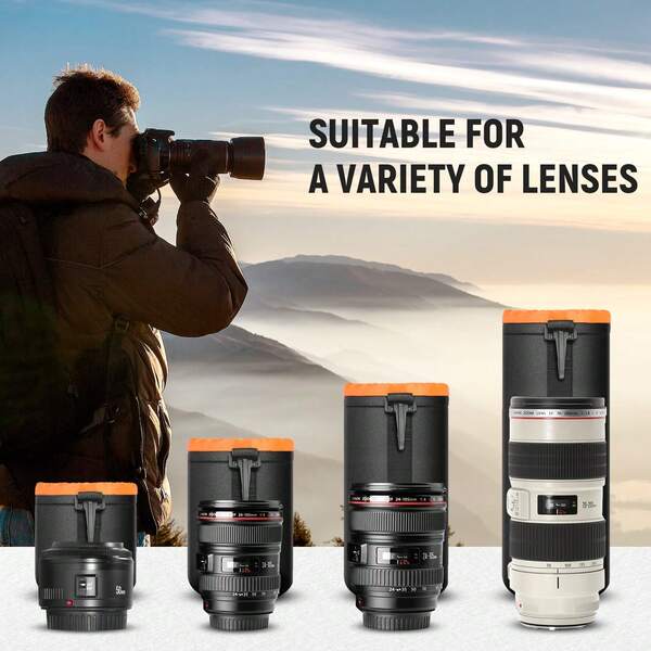 Custodia morbida e imbottita in neoprene adatta per obiettivi reflex digitali Canon, Nikon, Pentax, Olympus