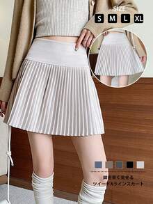 [Pleated Skirt | Spring] School-Style Wool Pleated Skirt, Uniform Skirt, Spring/Autumn Outfit, Women's Elegant High-Waisted Skirt, Sexy And Leg-Lengthening Mini Skirt, Autumn/Winter Casual Mini Skirt, Coordinates With Christmas/Winter Clothes, Heat-Generating Stockings, Perfect For Daily Work Or Dates - Apricot - View 9