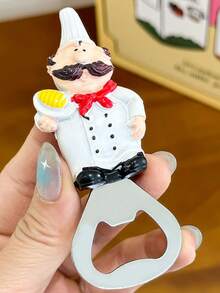 1 pièce Aimant de réfrigérateur en forme de chef et ouvre-bouteille 2-en-1 - Pratique et élégant pour la décoration de cuisine et la maison, le rangement et l'ouverture des boissons