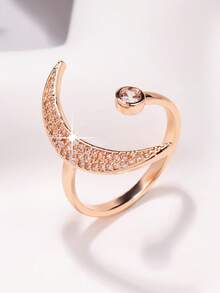 1 Stück verstellbarer 18K Roségold-plattierter Zirkonia Engelflügel Ring