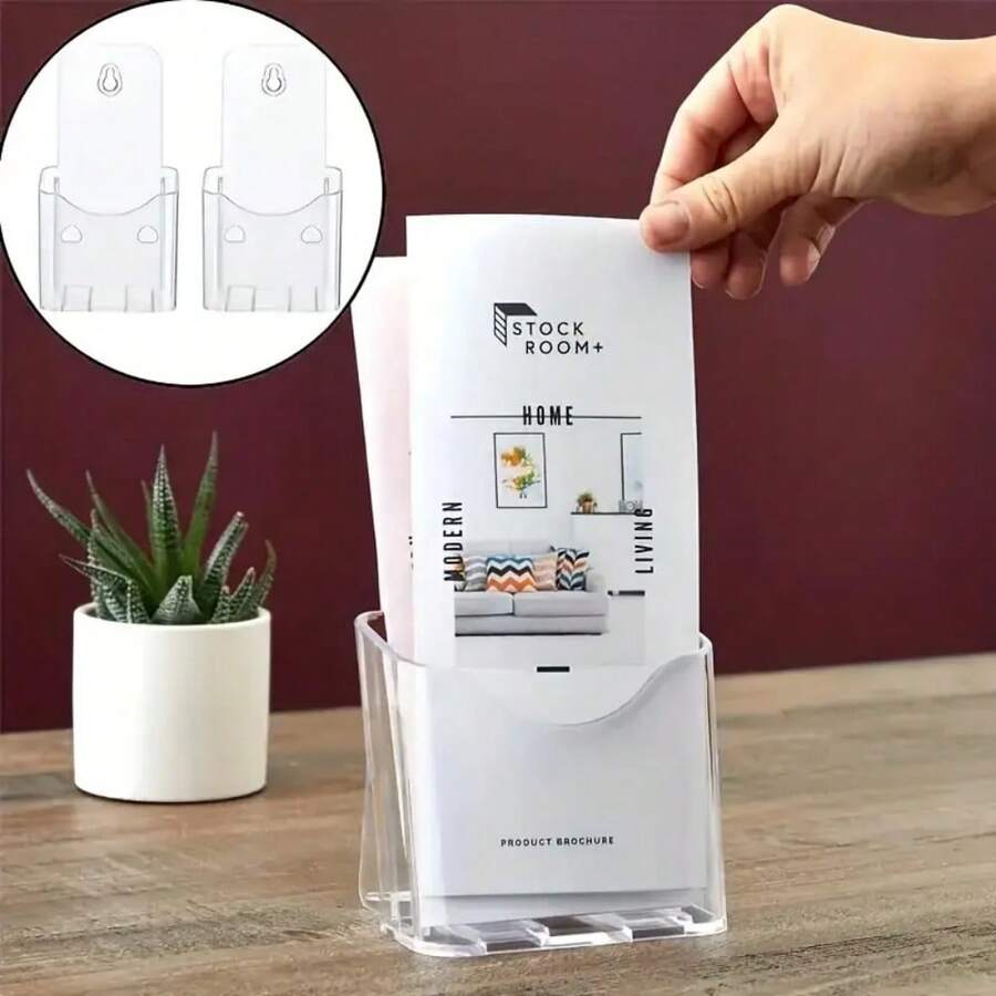 1 قطعة حامل أكريليك يدوي بحجم A5 - رف عرض مثبت على الحائط، مناسب للنشرات والكتيبات والكتب والمستندات والأوراق والبطاقات التجارية - منظم شفاف للمكتب والمنزل، تخزين رأسي، تصميم بسيط، رؤية سهلة، عرض مريح، ملف حديث، حامل قوي، مثالي لمتاجر البيع بالتجزئة والنشرات/التذاكر | رف ملفات موفر للمساحة للمكتب/المتجر (عرض متعدد الزوايا وخالي من الفوضى)، خيار تخزين مثالي، رائع لغرف الاجتماعات ومناطق الاستقبال والمناطق السياحية