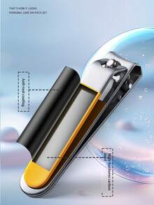 6pcs Portable Nail Clipper Set, Available In Yellow, Green, White, Convenient Nail Care Tools