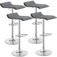 VECELO Bar Stools Set Of 4, Modern PU Leather Adjustable Bar Stools With Back, 360° Swivel Bar Height Stools For Kitchen Counter Island - No Stripes - View 19