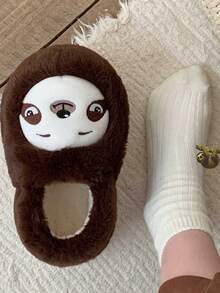 Women's Cute Sloth Design Indoor Slippers, Warm Thick Sole Non-Slip House Slippers For Winter - Chocolate Brown - View 5