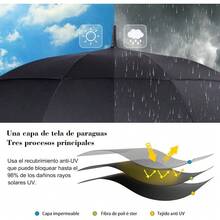 Paraguas de Sombrilla con Protección Paraguas de Pro-Line Resistente al Viento Paraguas con Construcción de Fibra de Vidrio Sombrilla Ligero Resistente al Agua(Negro) - Rojo - Ver 10