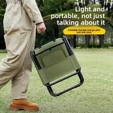 Portable Folding Camping Chair, Lightweight Backrest Stool Compact Folding Chair Seat, Outdoor Backrest Stool With Folding Backpack, Can Bear Large Weight, Suitable For Camping/Hunting/Fishing/Hiking/Travel And Other Environments - 綠色 - 查看 3