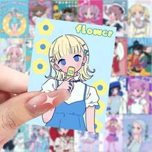 63pcs Anime Cartoon Girl Stickers, Paper Self-Adhesive Decals For Luggage, Phone Cases, Laptops, Helmets, Skateboards, Waterproof DIY Decorative Stickers With Glossy Finish, Asymmetrical Shapes For Plastic Surfaces - Single Use