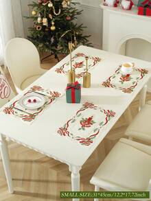 1pc Christmas Mesh Fabric Chain Embroidered Table Runner, Candle Decor For Kitchen, Dining Table, Desk, Coffee Table, Vanity, Home Decor, Christmas Atmosphere For Living Room, Bedroom, Yard, Indoor Outdoor, Outdoor Furniture, Camping, Villa, Merry Christmas, Holiday, Party, Cabinet, Family Gathering, Holiday Decorations, Party & Wedding Decorations Series
