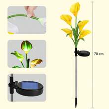 10 PCS 5-Head Calla Lily Solar Lights, Outdoor, Garden, Pathway Decor, Illumination (White, Red, Purple, Blue, Yellow) - 5頭馬蹄蓮 - 查看 7