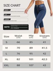 Womens Summer High Waist Tight Fit Stretch Jogger Pants With Pocket Decorative Button Details Stylish Womens Denim Pants - 淺色水洗藍 - 查看 6