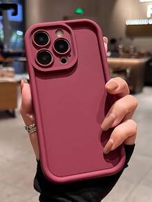 Minimalistisches, verstärktes Anti-Sturz-Hülle in Burgunderrot, weich, kompatibel mit iPhone 16 Pro Max/16/16 Pro/16 Plus/16E/15/15 Plus/15 Pro/15 Pro Max/11/12/13/14 Pro Max/XS/XR/11 Pro/11 Pro Max/12 Pro/12 Pro Max/13 Pro/13 Pro Max/7 Plus/14 Pro/14 Pro Max/14 Plus/7 Plus/8 Plus/8/SE2/13 Mini/12 Mini, 17/17 Pro/17 Pro Max/Air Anti-Kratzer Soft Shell - Bordeaux - Übersicht 2