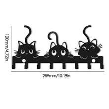 1 件可爱黑猫铁艺钥匙扣，装饰性钥匙收纳架壁钩，适用于客厅、卧室、办公室、乔迁和生日礼物