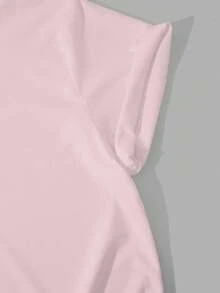 Playera camiseta gráfica dama mujer manga corta cuello redondo básica cómoda fresca ligera moderna juvenil femenina estampado pestañas ojos brillo cute frase letras glitter - Rosa - Ver 4