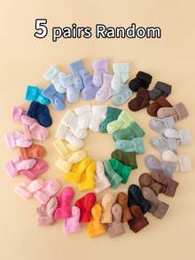 5双幼儿毛绒袜子，厚实保暖，适合冬季，儿童袜子 - 彩色 - 查看 3