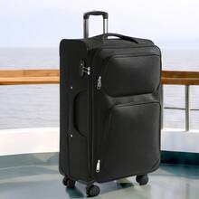 Softside Expandable Luggage With Spinner Wheels, 24 Inch / 71 Cm Softside Checked Large Luggage, Lightweight Checked Suitcase With Expandable Zippered Pocket And TSA Lock, Black - Black - View 9