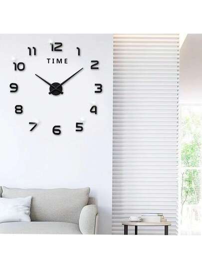Large 3D DIY Wand Klok Arabic Numerals Frameless Spiegel Surface Sticker Home Living Room Bedroom(Black),Home ,Room Birthday Graduation Bedroom Dormitory Back To School view 2