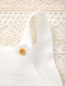 Mono de punto con bordado de pato lindo, versátil para el hogar o salidas, unisex para bebé - Blanco - Ver 2