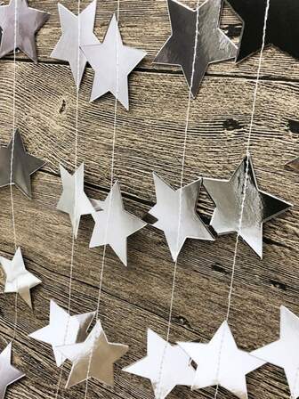 400厘米五角星彩带镜面五角星挂饰适用于生日派对、圣诞派对、圣诞装饰、圣诞服装[颜色可能随机]