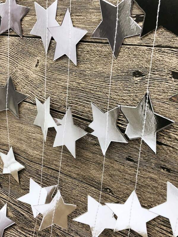 400cm Pentagram Streamer Mirrored Pentagram Hanging Decoration For Birthday Party, Christmas Party, Christmas Decoration, Christmas Costume [Color May Be Random]