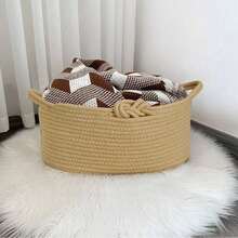 Solid Color Thickened Foldable Laundry Basket, Blanket Basket, Handwoven Basket With Handle, For Storing Clothes, Blankets, Quilts, Pillows, Toys, Miscellaneous Items, Shoes, Suitable For Bedroom, Laundry Room, Hallway