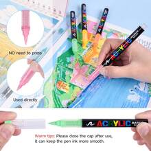 GuangNa Bộ 2/3/4/24 bút dạ acrylic đầu thẳng, đầu mềm, màu bền, mực dễ pha trộn. Thích hợp cho vẽ trên vải bố, đá, gỗ, thủy tinh, gốm sứ, vải và các dự án DIY. - Nhiều màu - Xem 6