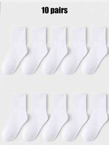 10 Pairs Solid Color Breathable Moisture-Wicking Odor-Resistant Sports Socks, Spring/Summer - Multicolor - View 10