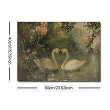 1 幅无框仿古天鹅湖复古乡村海报浪漫忧郁深色墙壁艺术帆布印刷简约农舍小屋风格装饰复古绘画适合情侣、情侣、公寓、客厅、卧室、现代家居装饰 - 彩色 - 查看 9
