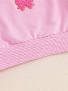 Mommy And Me Matching Outfits Christmas/Halloween Matching Sweatshirts Mama/Mini Letter And Bowknot Embroidery Long Sleeve Crewneck Pullover Shirt Blouse Top Mom And Daughter Matching Holiday Party Clothes - Pink - View 5