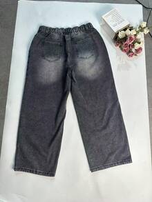 Gray American Retro Wide-Leg Jeans For Women 2025 Autumn New Ripple Drape Loose Straight Floor-Length Pants