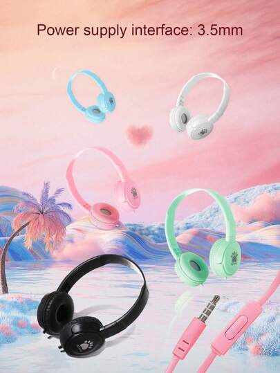 MZ028 Wired Full-Ear Headphones, 3D Surround Stereo, Noise-Proof, Soft & Comfortable Earmuffs, Macaron Color, Compatible With 3.5mm Devices