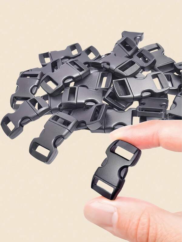 15/25/50 Stück Schwarze 3/8-Zoll Gebogene Seitliche Offene Schnalle - Strapazierfähiger Plastik Verstellbare Schnalle, Geeignet für Regenschirm Seile, Armbänder, Haustier Halsbänder, Nähen und Handwerks Zubehör, Stabile Struktur