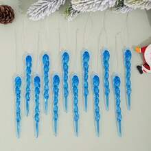 12pcs Transparent Acrylic Icicle Hanging Ornaments, Christmas Tree Decorations, Wedding Party Holiday Decor