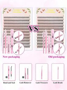 240PCS Fluffy Lash Clusters 60D, Individual Eyelash Thick Cluster Eyelash Extensions D Curl Lashes Clusters, DIY Lash Extension Kit Set, Lashes Clusters 200Pcs/300Pcs/240Pcs/168Pcs Individual Lashes 8-16MM Wispy Cluster Lashes Lash Clusters Kit, Lashes, Eyelashes, Fake Lashes.  ! !Random Style.