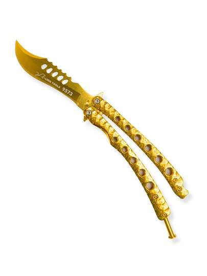 Navaja Monte Campismo Tornasol Dorado Tactica Balisong Acero Inoxidable Cuchillo De Supervivencia Para Exteriores Plegable