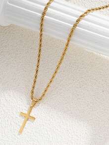 1/3pcs Simple Stainless Steel Cross Chain Necklace, Unisex Casual Vacation/Date/Birthday Gift, Daily Wear, Gift For Friends, Father, Boyfriend