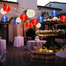 Red White And Blue Lantern String Lights, 25FT G40 LED Outdoor String Lights With 10 8 Inch Waterproof Nylon Lanterns, Hanging 4th Of July Patriotic Decoration Lights For Garden Backyard Party-274881 - RedWhiteBlue - View 7