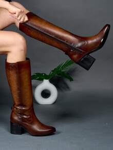 Women Knee-High Boots - Camel - View 1