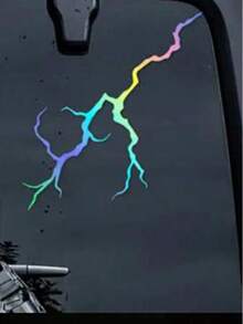 1pc Lightning Crack Waterproof Car/Motorcycle Sticker | Black/White/Red/Gradient (4 Colors) | High Quality Windshield/Body Sticker | Ultra Cool | Ideal Choice For Car Enthusiasts - Multicolor - View 17