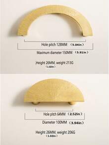 1pc Handcrafted Vintage Brass Hammered Finish Cabinet Drawer Pull Handle, Suitable For Hotel, Restaurant, Home Decor, Bookcase, Kitchen Cabinet, Storage Cabinet, Bathroom, Kids Room Drawer - Gold - View 5