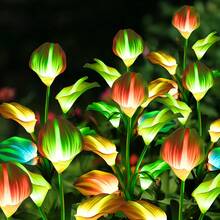 10 PCS 5-Head Calla Lily Solar Lights, Outdoor, Garden, Pathway Decor, Illumination (White, Red, Purple, Blue, Yellow) - 5頭馬蹄蓮 - 查看 11