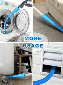 1pc Dryer Lint Vacuum Attachments, Flexible Vacuum Extension Hose - Third Generation, Extendable, Ideal For Hard-To-Reach Areas, Durable Plastic Material, Blue And Gray, Vacuum Cleaner Accessory/Vacuum Cleaner Attachment/|Durable Plastic Hose, Vacuum Cleaner Accessories - Blue - View 8
